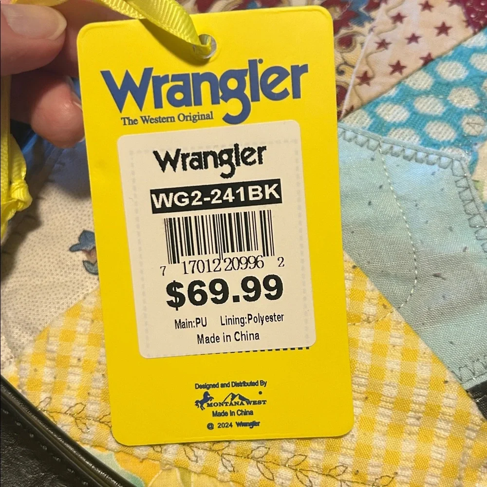 Wrangler Black Leather Tote with Stud Accents - Picture 2 of 6